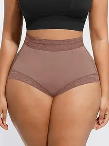 1 Count Women's Plain Contrast Lace Seamless Waist Shapewear Panties, Casual Tummy Control Butt Lift Shaping Shorts, Ladies Tight Fitting Bottoms, Elasticity Body Shaper Briefs, High Compressing Panty, Suitable for Daily Wear or Sports