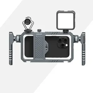 Mobile Phone Universal Rig Cage with Dual Handles Bluetooth Handheld Photography Stabilizer Tripod Mount Bracket