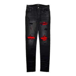 Amiri MX1 Ultra Suede Patch Jeans Aged Black Red