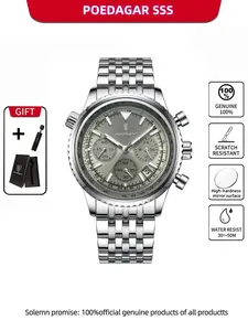 POEDAGAR Men's Fashion Casual Watch Waterproof Night Light Date Chronograph Men's Watch Luxury Quartz Stainless Steel Men's Watch Business Fashion Watch Suitable for Daily Wear