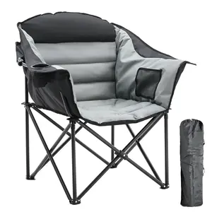 DoCred Oversized Folding Camping Chair, Portable Chairs for Adults, Fully Padded Folding Chairs Outdoor Sports, Lawn Chair Patio Lounge Chairs 500 LBS Capacity