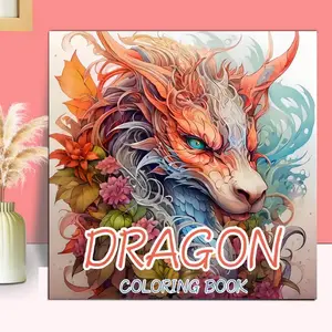 Dragon Themed Coloring Book, 1 Count 20 Pages Dragon Pattern Drawing Book, Sketch Book, Arts & Crafts Easels, Art Supplies for Home School Office