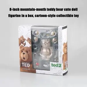8 Inch Teddy Bear Action Figure Toy Box Set, Home Decor Ornament, Perfect Birthday Party Halloween Gift, Cute Cartoon Collectible Figurines