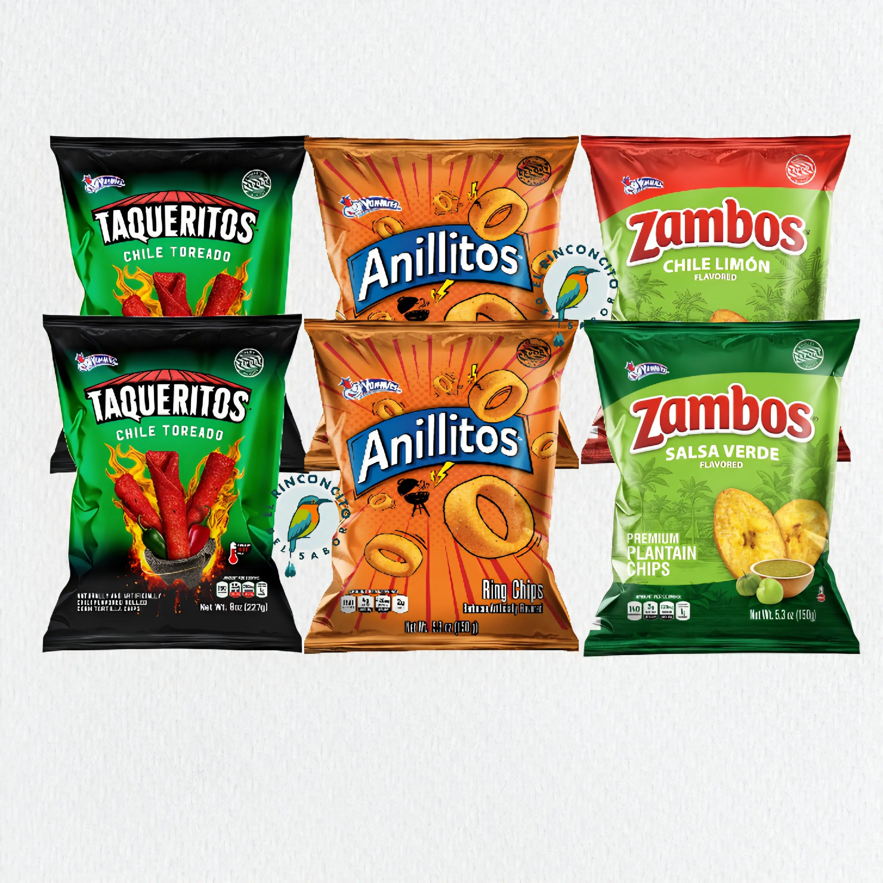 Yummies Snack Box Variety Pack – Taqueritos, Zambos & Anillitos Chips | Imported Latin American Snacks | 6-Pack