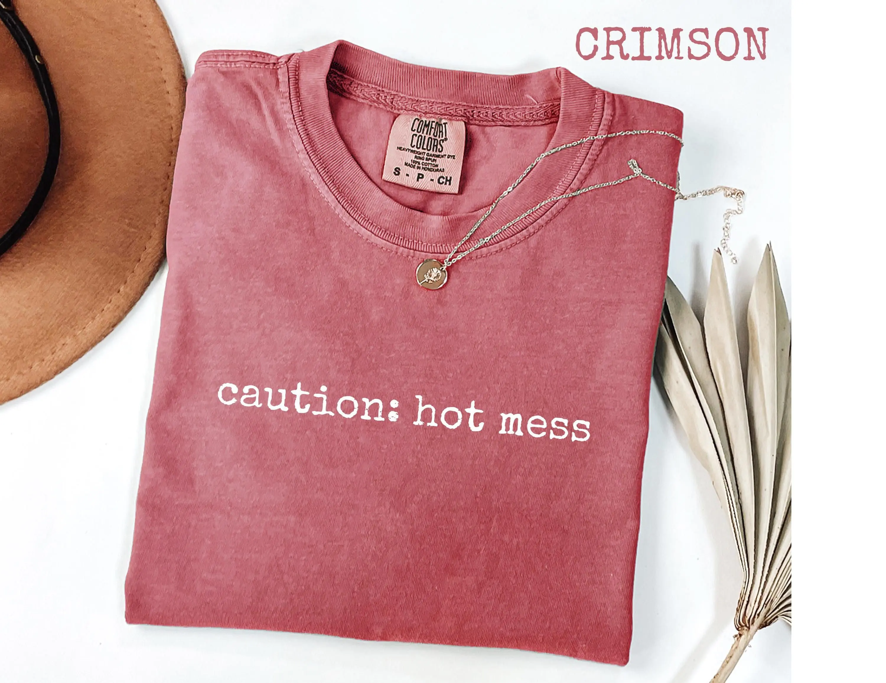 Comfort Colors Caution: Hot Mess T-Shirt, Funny Disaster Graphic Tee for Women, Chaotic Mood Quote Shirt, Gift for Her, Women's Tee