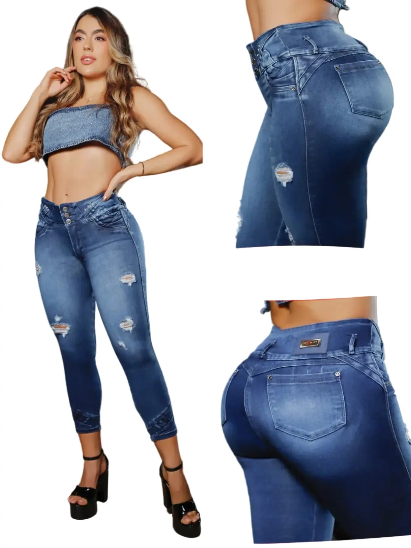 colombian Capri 8218 High waits butt lifter Colombianos Cintura Alta Levanta Cola pescador tobillero ankle