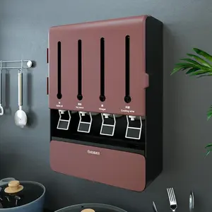 Multifunctional Wall-Mounted Seasoning Box, No-Punch Kitchen Storage Organizer for Seasoning Utensils