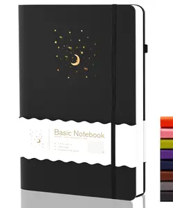 Lined Journal Notebook for Work, 196 Pages, 5.7" x 8.3", Hardcover Notebook Journals for Writing Women Men Note Taking Diary with Pen Loop (Black Ruled), Gifts