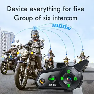MIDOLA D2-6X 1000Mah Helmet Wireless Headset for Group Communication with Up to 6 People, Featuring a 1000M Intercom, Music Sharing, Support for Mixing And Cross-Brand Connectivity