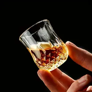 Set of 6 Mini Whisky Glasses, 40ML Diamond Shot Glasses for Vodka & Whiskey, Perfect for Bars, Parties, Restaurants, Whiskey Glass Gift