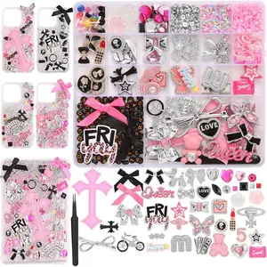 EIiovcnya 2380 Pcs Junk Phone Case Charms Kit, Charms for Customizing DIY Cases, with Nail Accessories, Cute Bow, Star, Candy, Letter Beads, Flatback Aesthetic Big Decor Easter Basket Stuffers Gift1