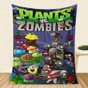 Plants vs. Zombies cartoon printed blanket, multi-purpose for sofa, office, bed, camping or travel, machine washable and suitable for all seasons