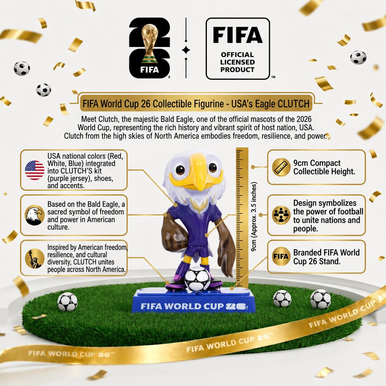 FIFA 2026 World Cup 3-Piece Mascot Set - Clutch Eagle, Zayu Jaguar