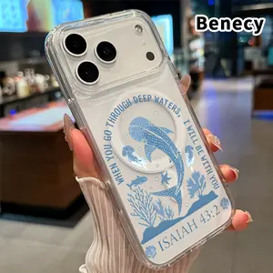 Transparent Case for iPhone 17 16  Pro Max Plus 15 14 13 12 11 Air E Oceanic Companionship  Strong Magnetic Attraction Acrylic Back Soft Edges Full Coverage Back Cover