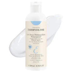 Embryolisse Gentle Waterproof Make-up Remover Milk, 4-in-1 Hydrating Facial Cleanser for Sensitive Skin with Aloe Vera & Shea Butter, 6.76 Fl Oz