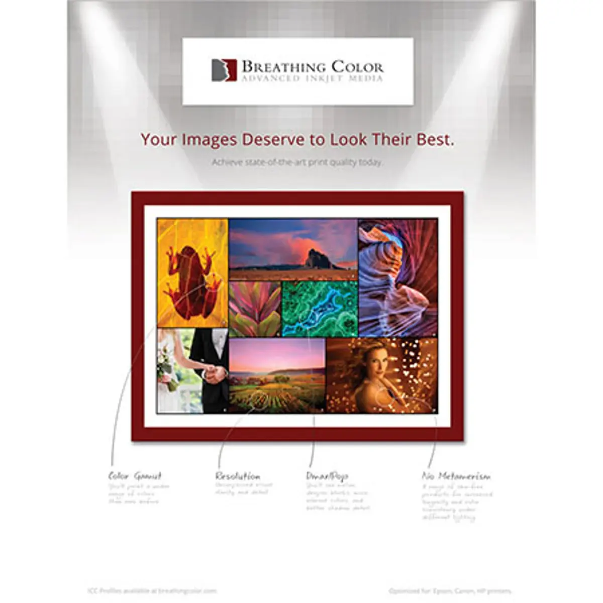 Breathing Color Vibrance Gloss Photo Paper for Photographers, 10mil, 225gsm, 17x22in, 50 Sheets, Default High Res. Option for Inkjet Printers