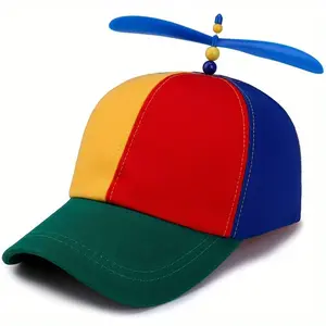 Propeller Baseball Cap, Colorful Patchwork Hat, Fun and Vibrant, Adjustable Buckle, Birthday Party, Role Play, Daily Wear Fun Gift, Snapback Baseball Cap