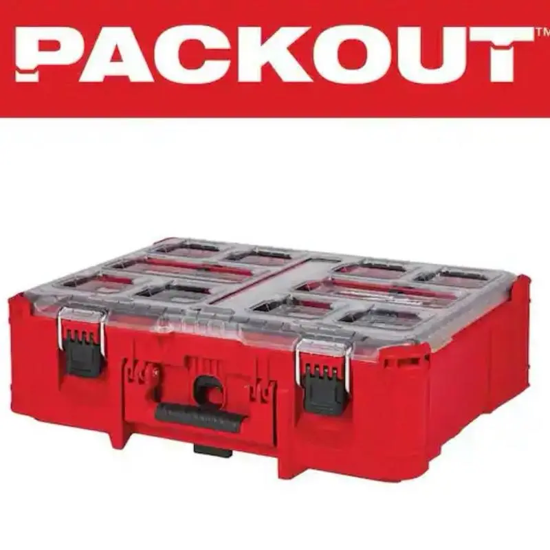 Milwaukee PACKOUT 20-in Deep Small Parts Organizer for DIY Enthusiasts, 6 Compartments, Quick-Adjust Dividers, Tool Organization for Garages, Reduces Clutter, Boosts Productivity