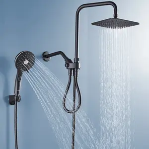 Ryamen Dual Shower Head | 8" Rainfall + Handheld | Adjustable Height | High Pressure | Luxury Standing Showers