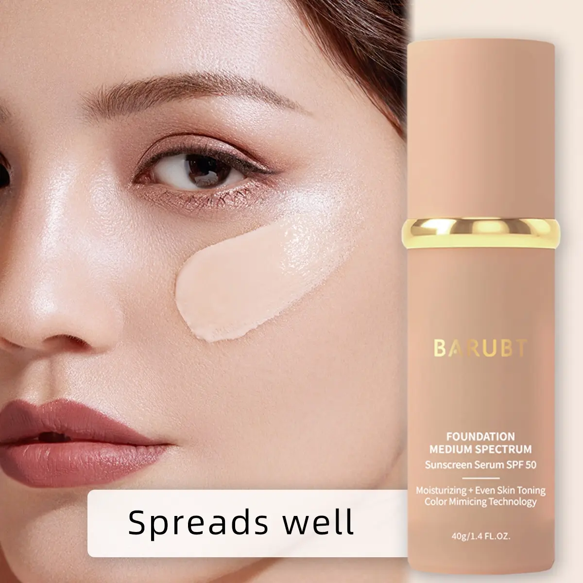 1 Bottle ｜BARUBT Color - Mimicking Medium Spectrum Sunscreen Concealer Foundation｜Full Coverage·Oil - Control & Waterproof·Moisturizing & Repairing｜SPF50 Long - Lasting Natural Finish·All Skin Tones