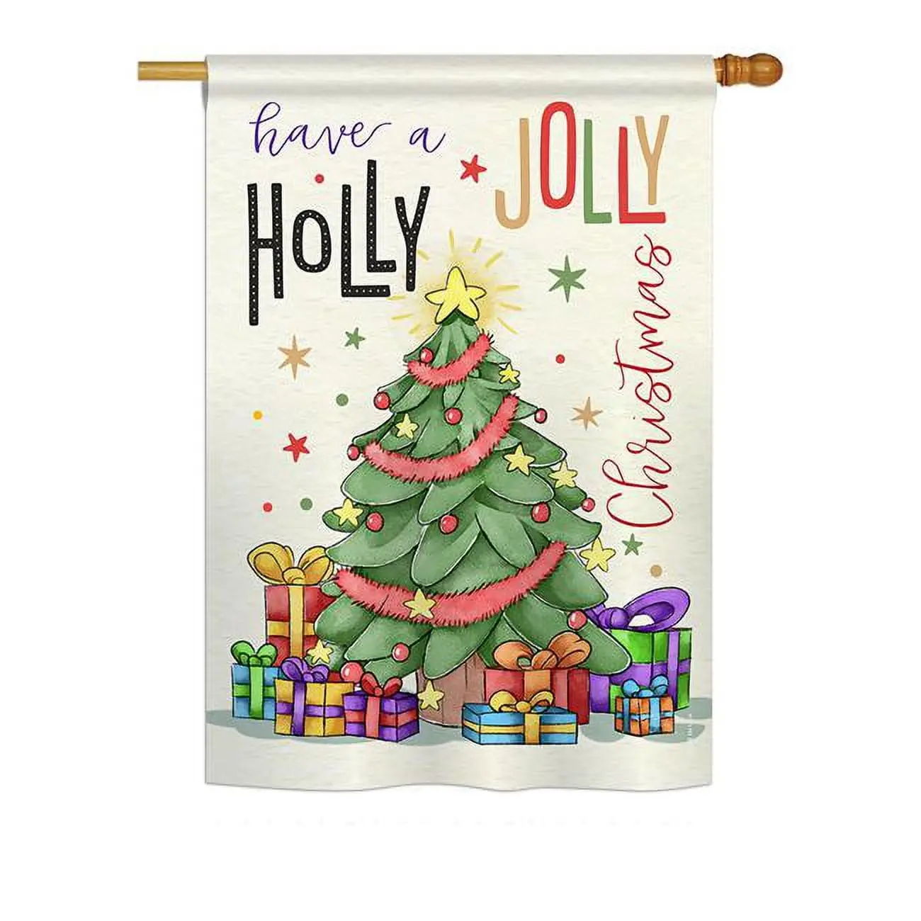 Breeze Decor BD-XM-H-114150-IP-BO-DS02-US 28x40 in. Vertical Print House Flag, Seasonal Christmas Impressions Decorative Flag for Holly Jolly Winter