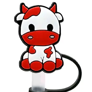 1 Piece Colored Cow Straw Topper