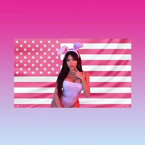 Madison Beer Pink American Flag Hot Girl Bunny Ears US Flag Wall Decor Tapestry Home Decor Supplies