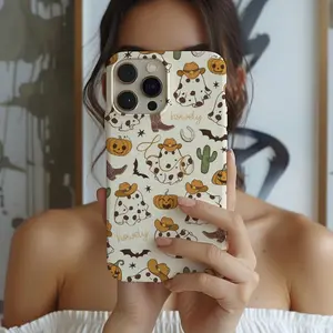 Western Ghost Phone Case, Cute Halloween, Cowboy Phone Cover, For IPhone 16 15 14 13 12 11 Pro Max 8 Plus X