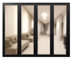 4 Panel, 0R4L or 4R0L, Folding Patio Door, Outswing, Folded Out, Aluminum