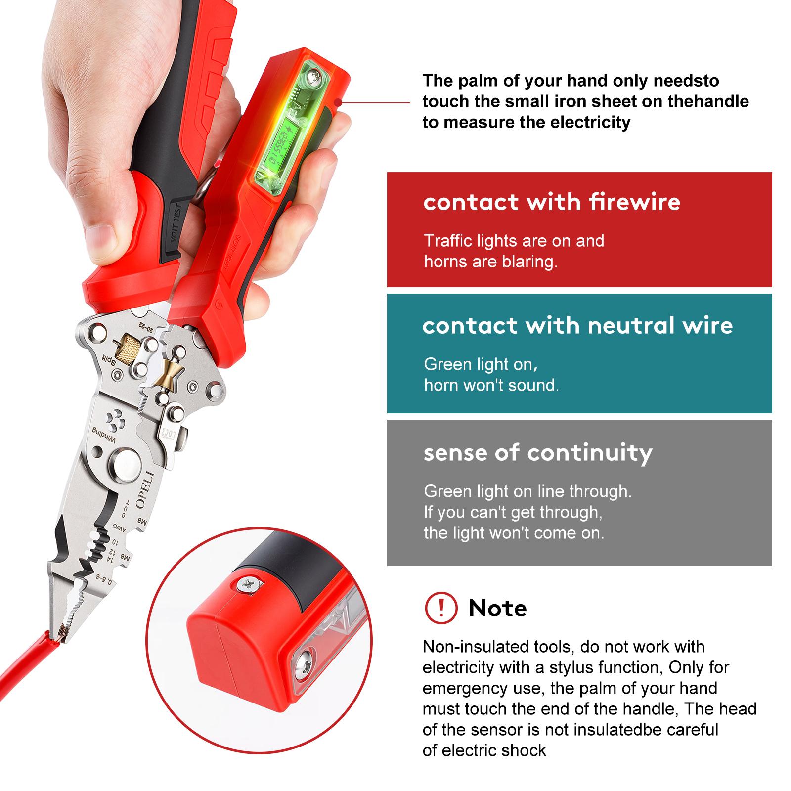 OPELI 16-in-1 Wire Stripping Pliers, 2026 New Rechargeable Wire Strippers Tool with Voltage Tester&Alarms, Detectable 12-250V, Heavy-Duty Electrical Pliers&Wire Cutters–for Professional and Home Use OPELI 16-in-1 Wire Stripping Pliers, 2026 New Rechargeable Wire Strippers Tool with Voltage Tester&Alarms, Detectable 12-250V, Heavy-Duty Electrical Pliers&Wire Cutters–for Professional and Home Use