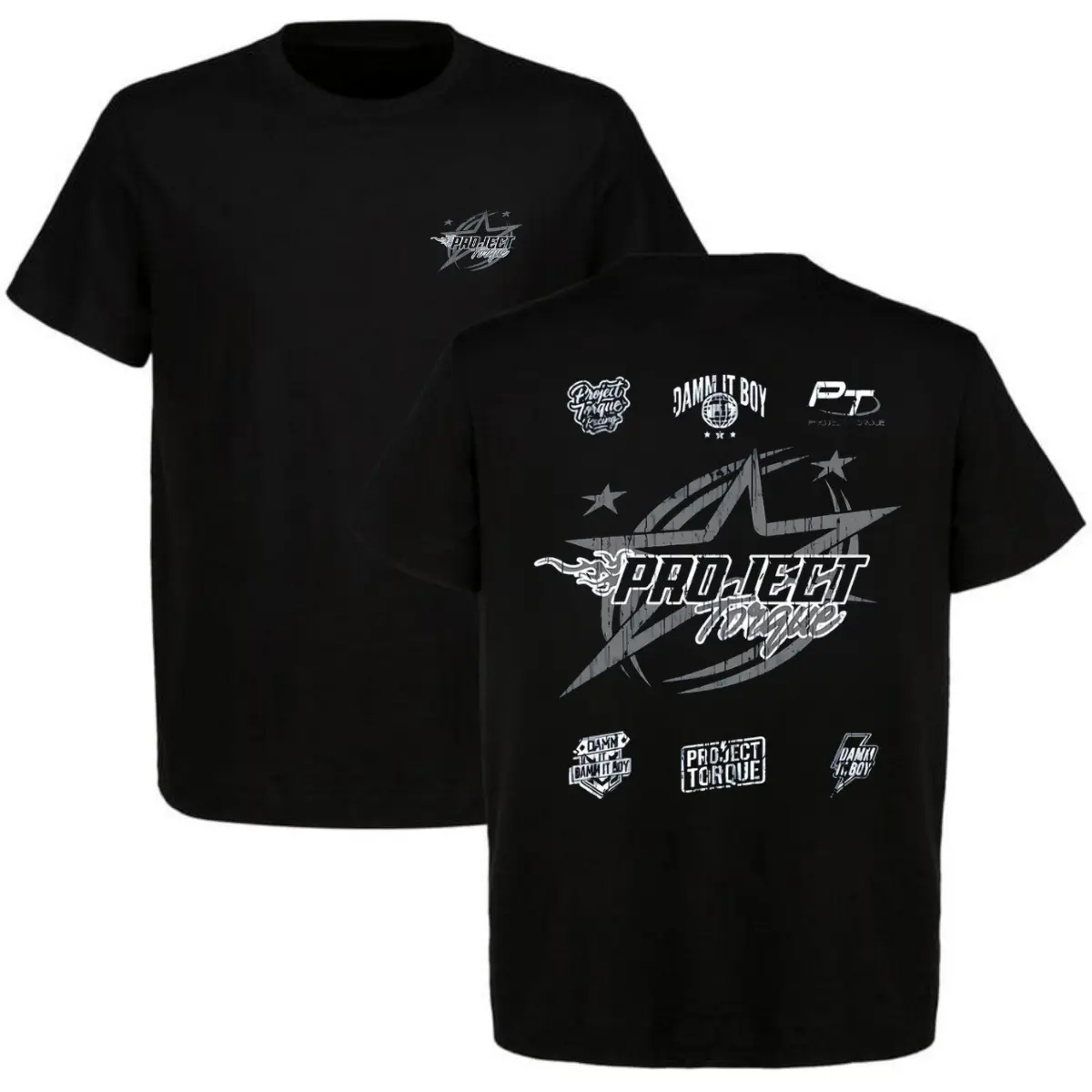 Project Torque Damn It Boy Star Black T-Shirt - Racing Crew Graphic Tee Project Torque Community Street Racing Merch 2026