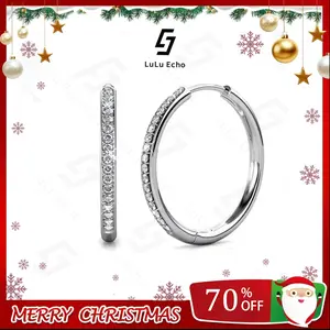 LuLuEcho Bianca 14k Gold Plated on Brass Hoop Earrings with 5A+ Cubic zirconia, 30mm and 20mm Diameter, Hypoallergenic Lead & Nickel Free