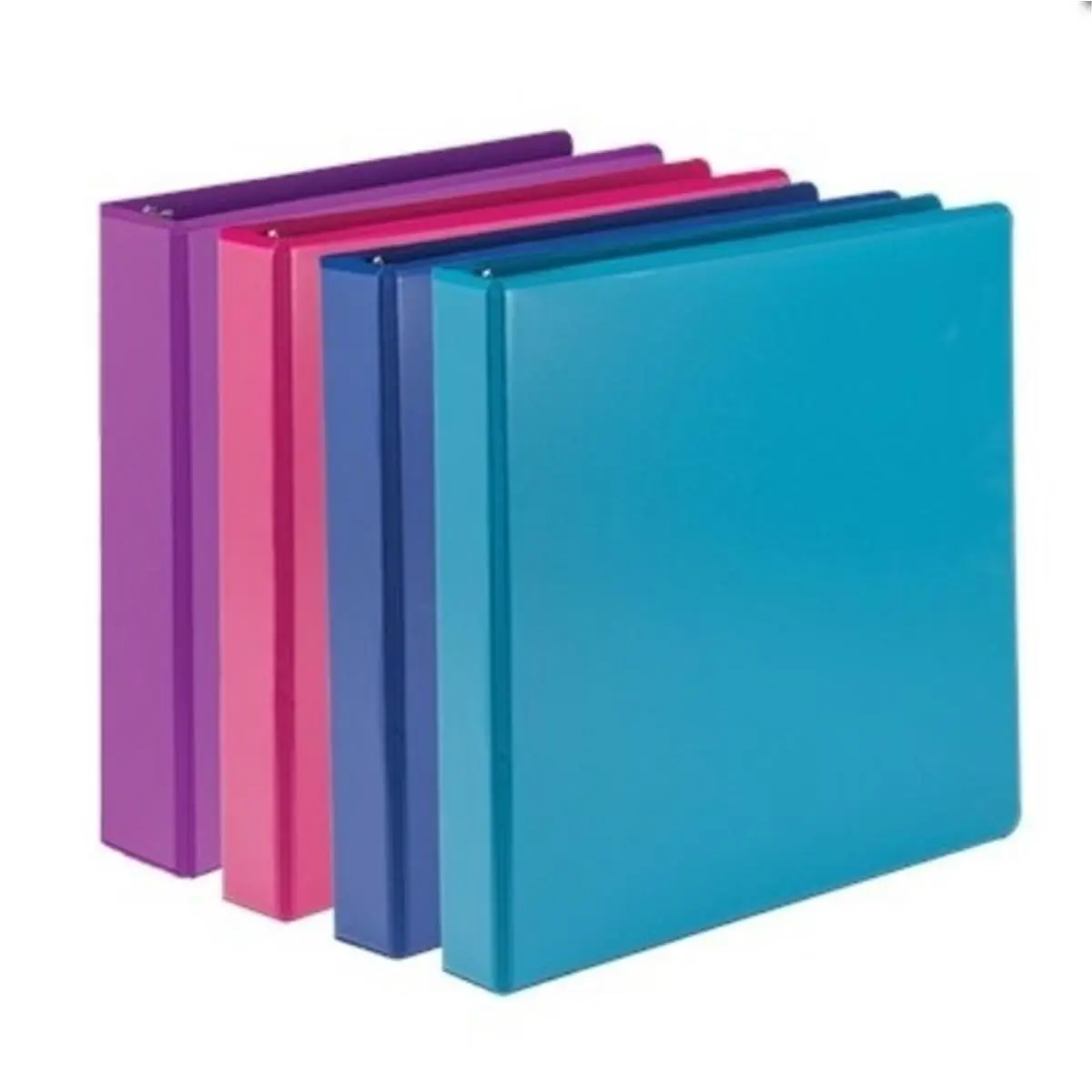 Samsill MP46459 Office Binder, 1.5 in. D-Ring, Non-Stick, Durable Basic Design with Double Boosters, Economical Paper Storage, Assorted Colors - Pack of 4