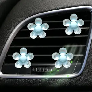 4pcs Transparent Five-Petal Flower Car Vent Air Freshener Clips, Car Fragrance, Cute Jelly Flower Car Interior Accessories, Car Aromatherapy Decorations, Car Accessory