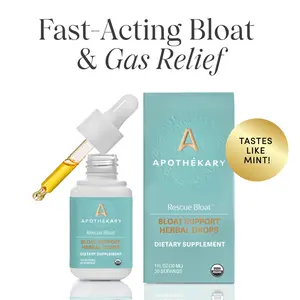 Apothékary Rescue Bloat - Bloating & Gas Relief Liquid Herbal Drops* | Alcohol-Free, Certified Organic, Certified Gluten-Free, PETA Certified Vegan & Cruelty-Free, Third Party Tested, Plant-Based, No Artificial Additives, Natural Supplement Digestive Aid