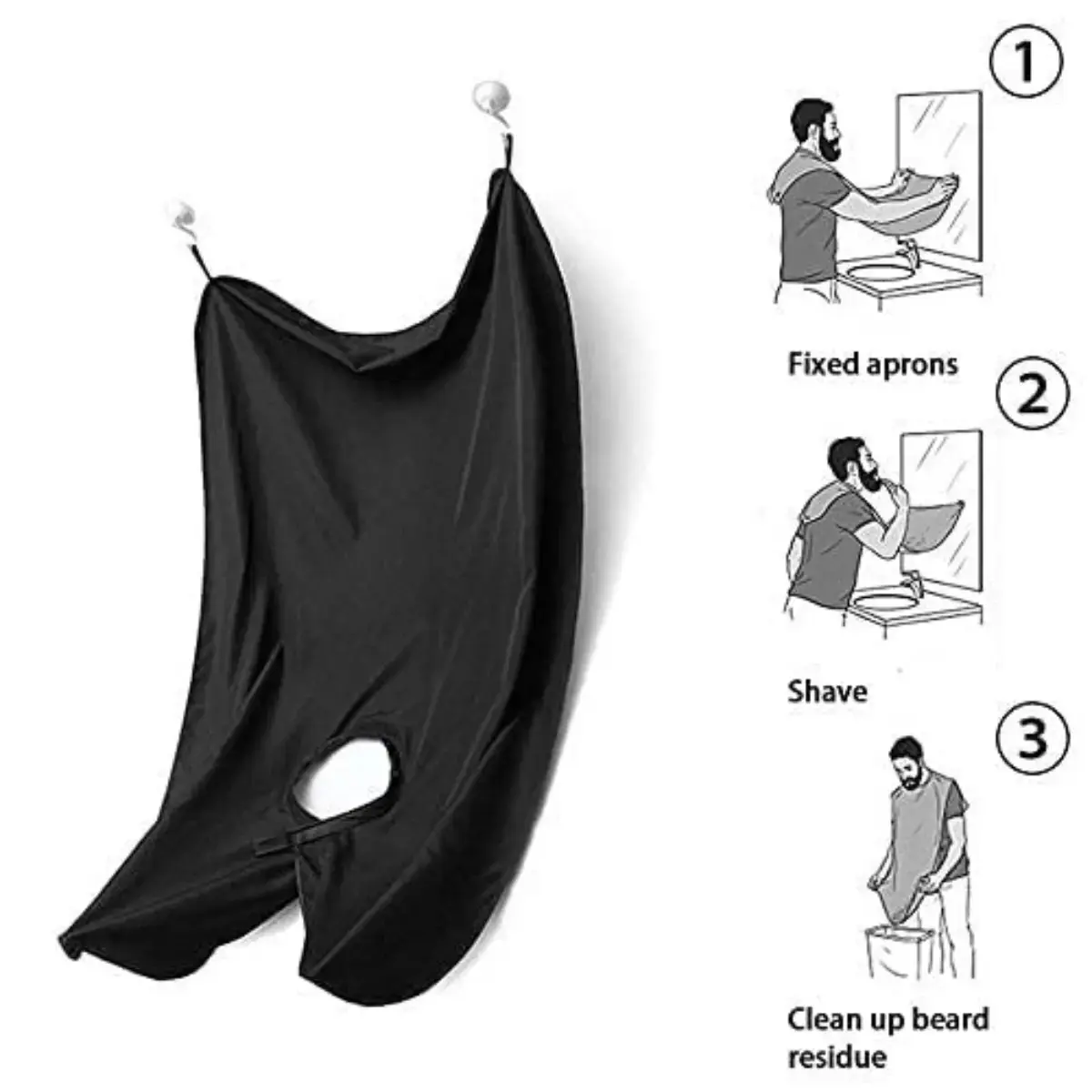 Adult Men's 1-Piece Daily Polyester Beard Shaving Apron - Durable Hairdressing Cleaning Bib, Easy to Clean, Snug and Secure Fit Home Accessory