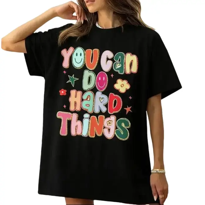 Women's "You Can Do Hard Things" Comfort Colors Graphic T-Shirt - Streetwear Style, Everyday Fit, Gift for School Counselors, Ideal for Educators Pairing with Jeans