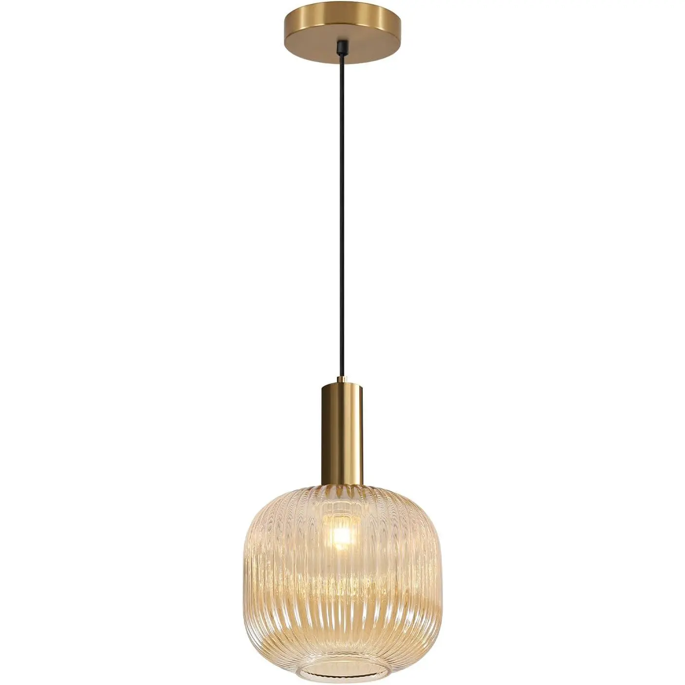 Modern Large  Glass Globe Pendant Light Fixture Brushed Brass  Kitchen  Pendant Lighting Farmhouse Single 1-Light Spherical Ceiling Hanging Pendant Light ()