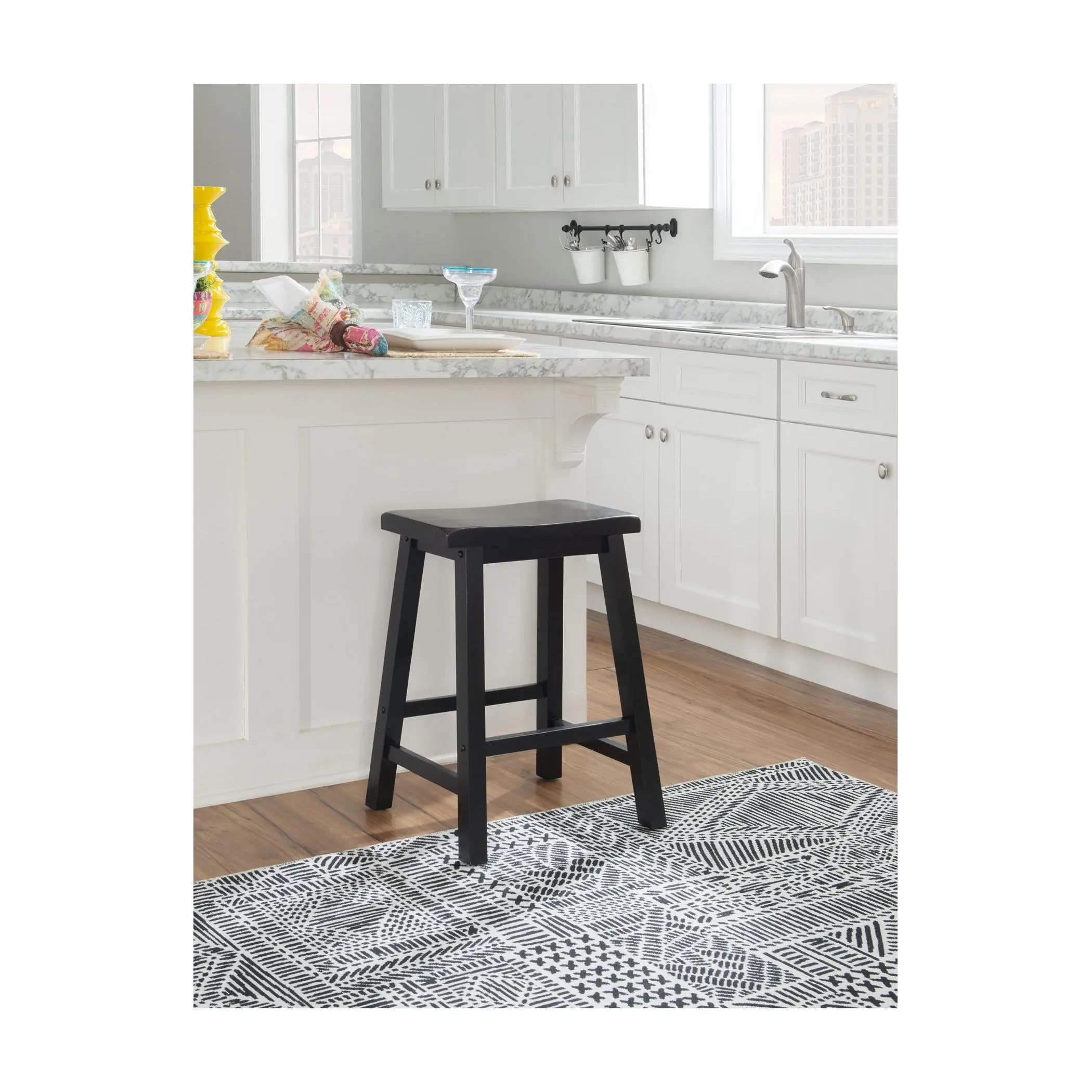 Linon Home Dandy 24" Counter Backless Wooden Stool Black
