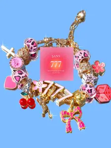 Leopard Print Cherry Charm Bracelet, Star Girl Cross Bracelet, Lucky Number 777 Bracelet, Cherry Tooth Bracelet, Pool Ball 7 Bracelet