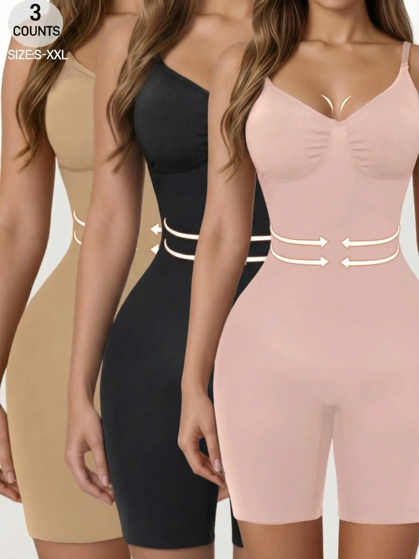 Women's Solid Color Seamless Smooth Breathable Fabric Shapewear Bodysuit, Tummy-Control Butt-Lifting Shaper, Compression Wear for Daily Wear