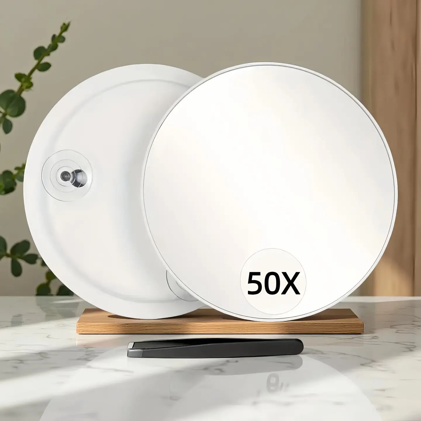50x Magnifying Makeup Mirror, Cosmetic Mirror with Suction Cup Stand, Strong Suction Cups, Ideal for Skincare & Eyelash Application, Bathroom Mirrors, Vanity Desk Mirror, Bathroom Accessory