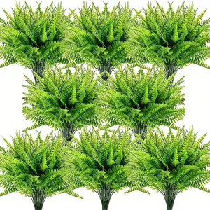 Artificial Fern Plant, 8 Counts/set Faux Fern Plant, Artificial Boston Ferns, Artificial Flower Plant, Fake Plastic Plants, Decorative Plants for Home Garden Party Wedding Outdoor Indoor Decor, Fruit, Easy Maintenance Decoration Items
