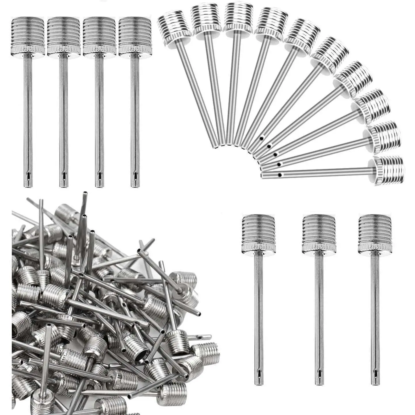 XTAUTO Air Pump Needle, 50Pcs Dual-Port Basketball Inflation Needles, Inflate Pump Needle Adaptor for Football Soccer Ball Volleyball Rugby Balls