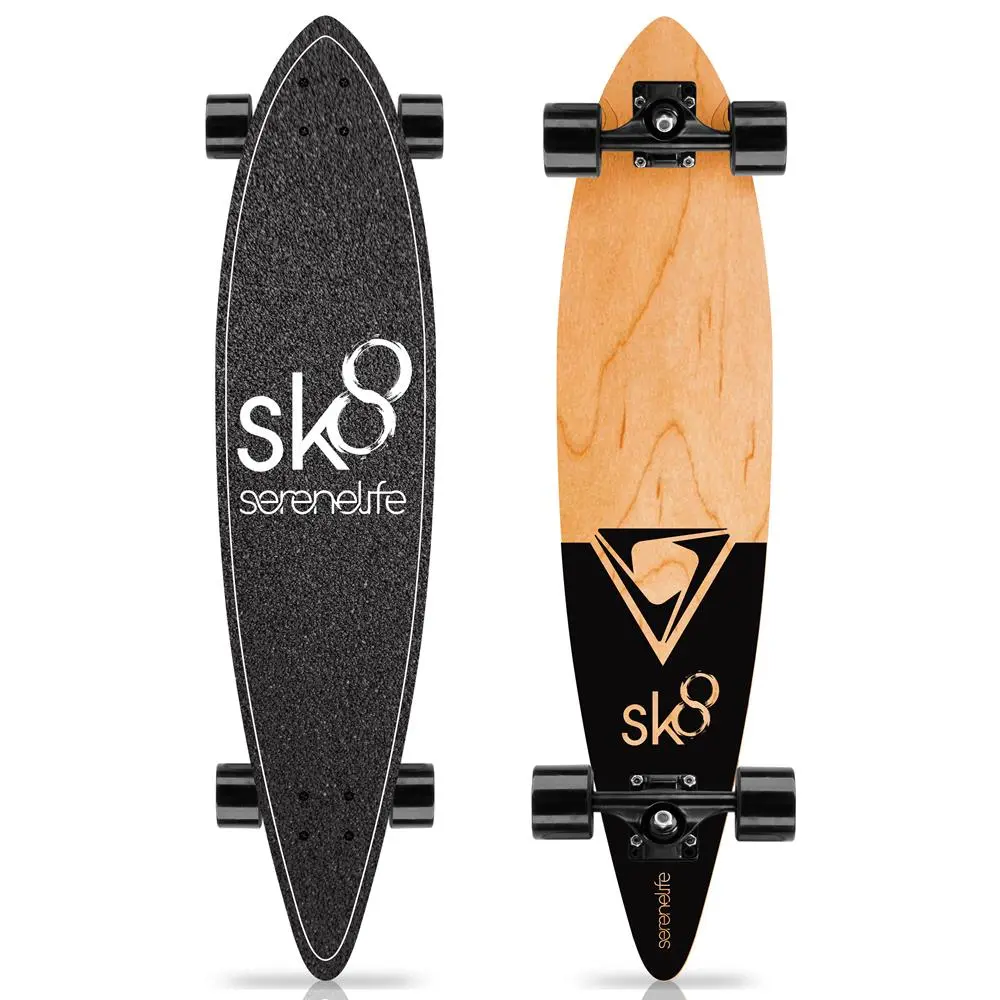 44-Inch Complete Longboard Skateboard | 8-Ply Canadian Maple with Non-Slip Deck and 70mm PU Wheels - Cruiser Skate Board for Beginners & Intermediate Riders, Beginner Complete Skateboard, Cruiserboard, 2.76 Inches
