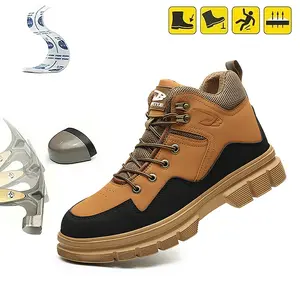 New Men's Steel Toe Anti-Smash Anti-Puncture Work Safety Shoes Waterproof Slip-Resistant Heat-Resistant Lightweight Shock-Absorbing Construction Site Safety Boots