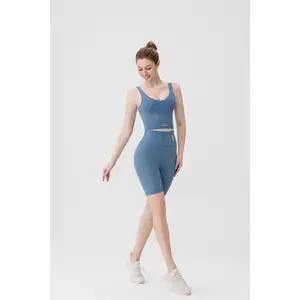 ROROlemon 2-Piece Yoga Set U-Neck Crop Tank   High Waist Biker Shorts