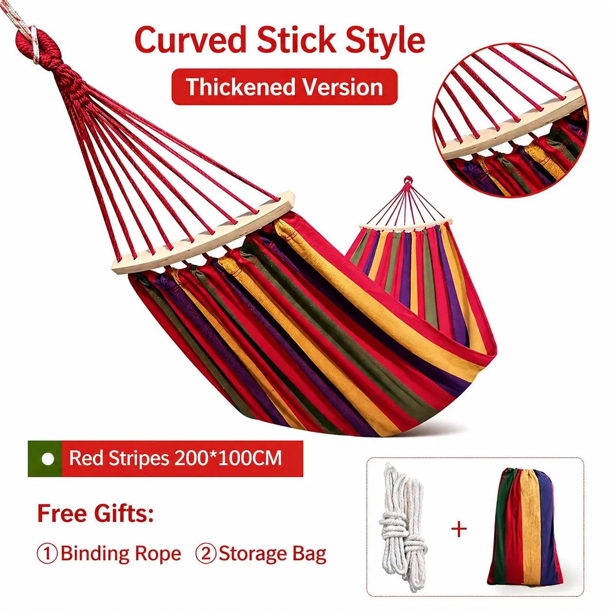 Anti-Rollover Canvas Hammock Set - 265 Lbs Heavy Duty Portable Suspension Swing, Outdoor Summer Bed for Camping & Hiking, Portable Swing Hammock, Suspension Swing Hammocks