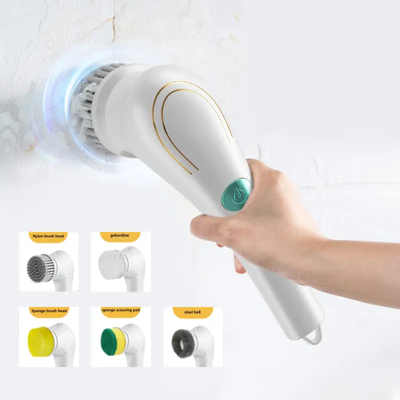 5-in-1 Cordless Handheld Power Scrubber Brushes, Durable Powerful USB Rechargeable Waterproof Electric Cleaning Tool, Spin Washer for Bathroom, Kitchen Tiles, Durable Power Scrubber, Powerful Rechargeable Scrubber
