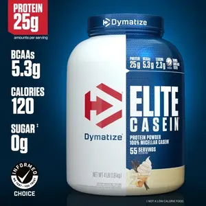 Dymatize Elite 100% Micellar Casein Powder 25g Protein Smooth Vanilla 4 lb Dietary Supplement for Healthcare Fitness Edible